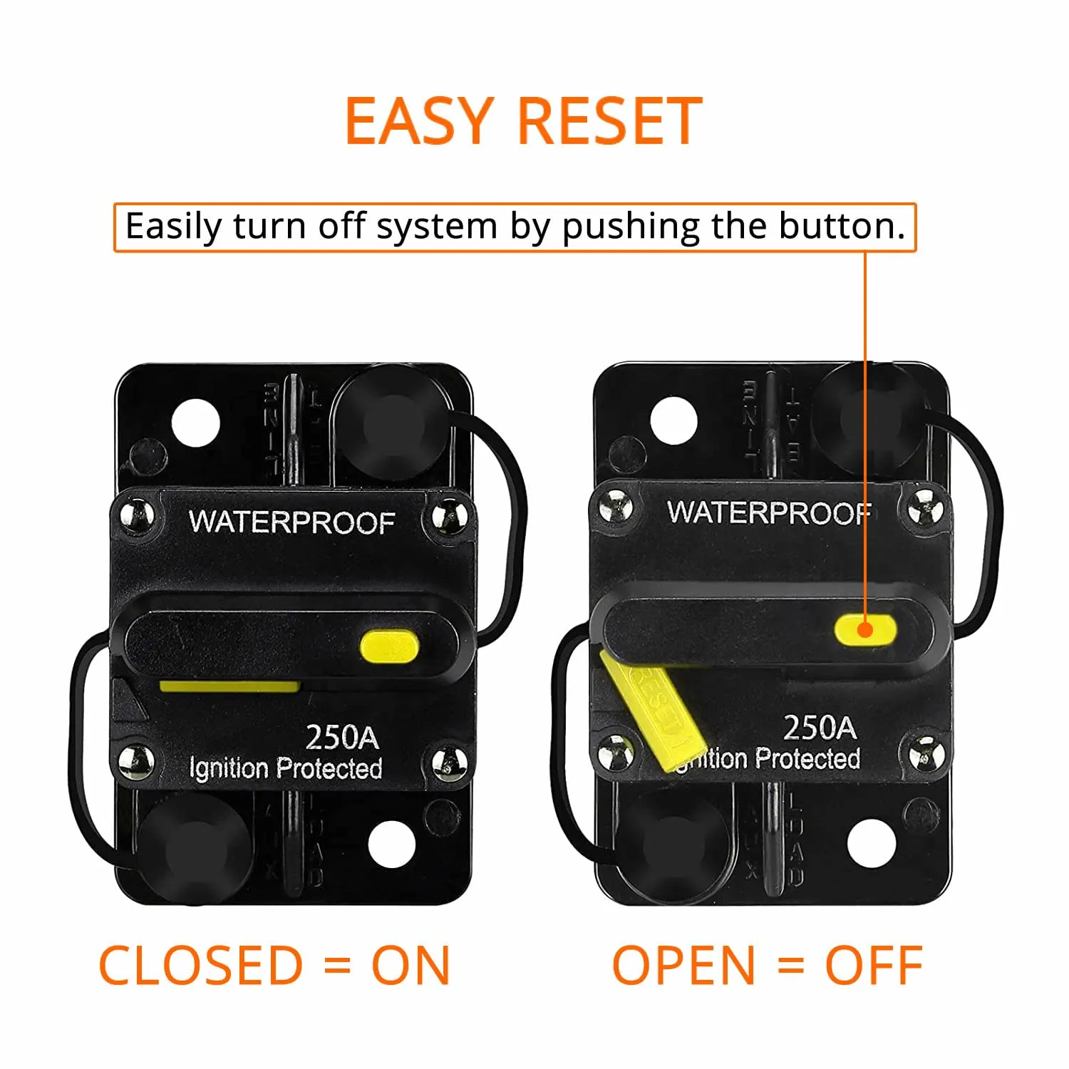 100 Amp Marine Circuit Breaker with Cutoff Switch Manual Disconnect Audio Fuse Surface Mount