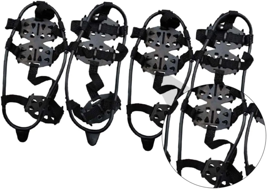 2 Pair Manganese Spikes Non-Slip Shoes Cover for Mountaineering Hiking Winter Sports