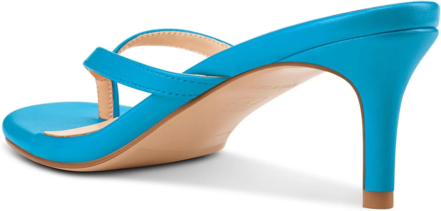 Aachcol Womens Open Toe Flip Flops Stiletto Backless Slippers Slip on Kitten Heel Thong Sandals Slides Party Dress Mules 2.6 Inches Heels