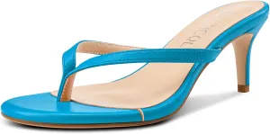 Aachcol Womens Open Toe Flip Flops Stiletto Backless Slippers Slip on Kitten Heel Thong Sandals Slides Party Dress Mules 2.6 Inches Heels