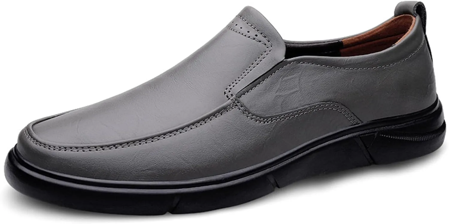ADMLZQQ Men's Slip on Leather Lined Square Toe Dress Loafers Shoes for Casual Weekend Formal Work
