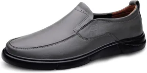 ADMLZQQ Men's Slip on Leather Lined Square Toe Dress Loafers Shoes for Casual Weekend Formal Work