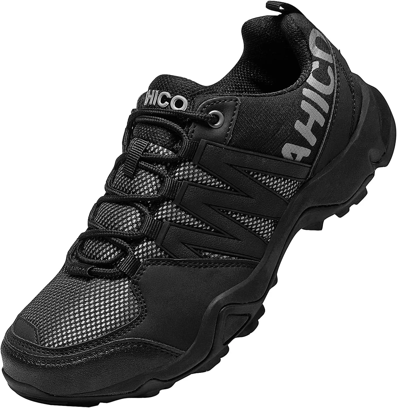 Ahico Men's Hiking Shoes Water Resistance Outdoor Sneakers Trekking Non-Slip Lightweight Trail Running Camping Breathable Climbing Travel Shoes Black