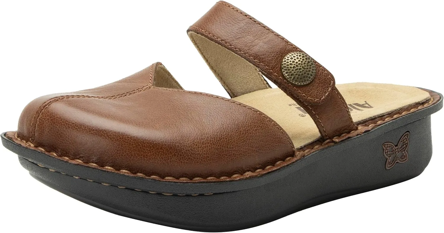Alegria Women Kamila - Timeless Comfort, Arch Support and Style for Everyday Elegance - Nursing and Healthcare Professionals Slip-Resistant Mules - Open Back Leather Comfort Walking Clog Shoes