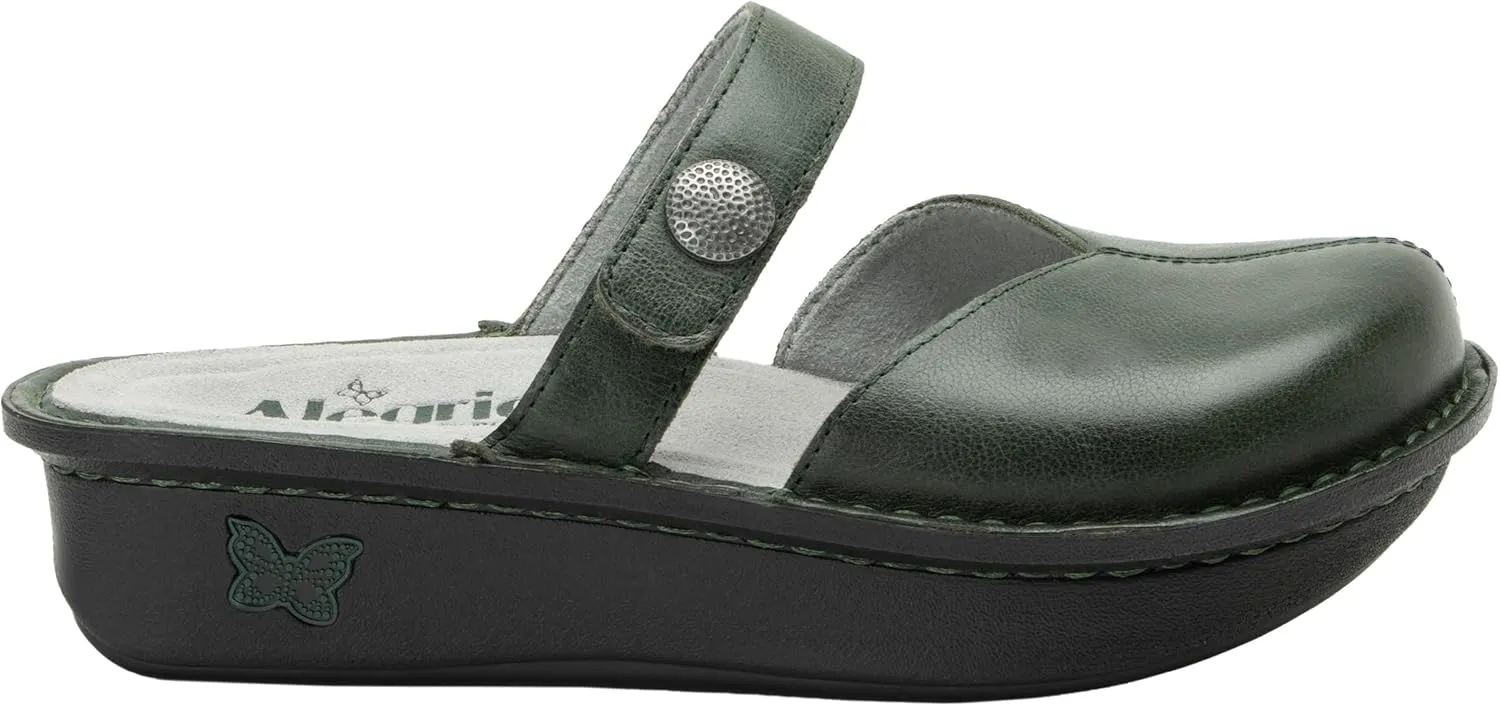 Alegria Women Kamila - Timeless Comfort, Arch Support and Style for Everyday Elegance - Nursing and Healthcare Professionals Slip-Resistant Mules - Open Back Leather Comfort Walking Clog Shoes