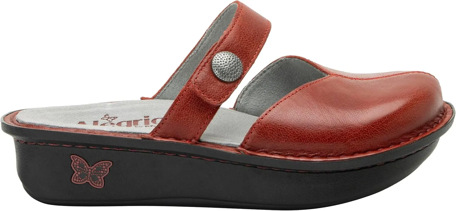 Alegria Women Kamila - Timeless Comfort, Arch Support and Style for Everyday Elegance - Nursing and Healthcare Professionals Slip-Resistant Mules - Open Back Leather Comfort Walking Clog Shoes
