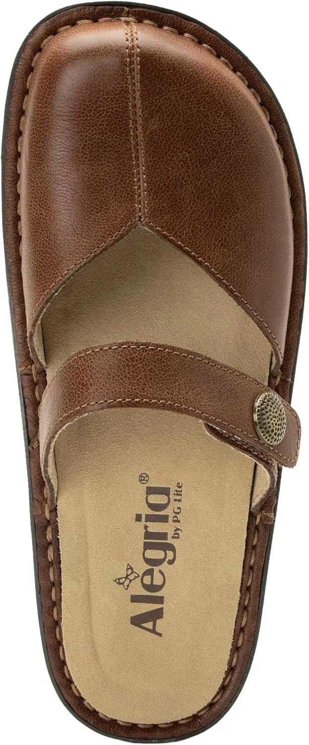 Alegria Women Kamila - Timeless Comfort, Arch Support and Style for Everyday Elegance - Nursing and Healthcare Professionals Slip-Resistant Mules - Open Back Leather Comfort Walking Clog Shoes
