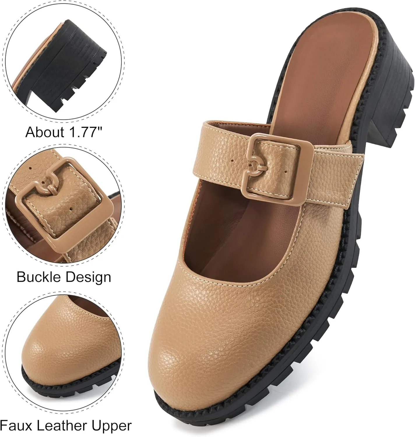 Alicegana Mules for Women Dressy Clogs: Comfort Platform Chunky Backless Mules Slip On Work Casual Loafers Slides Shoes