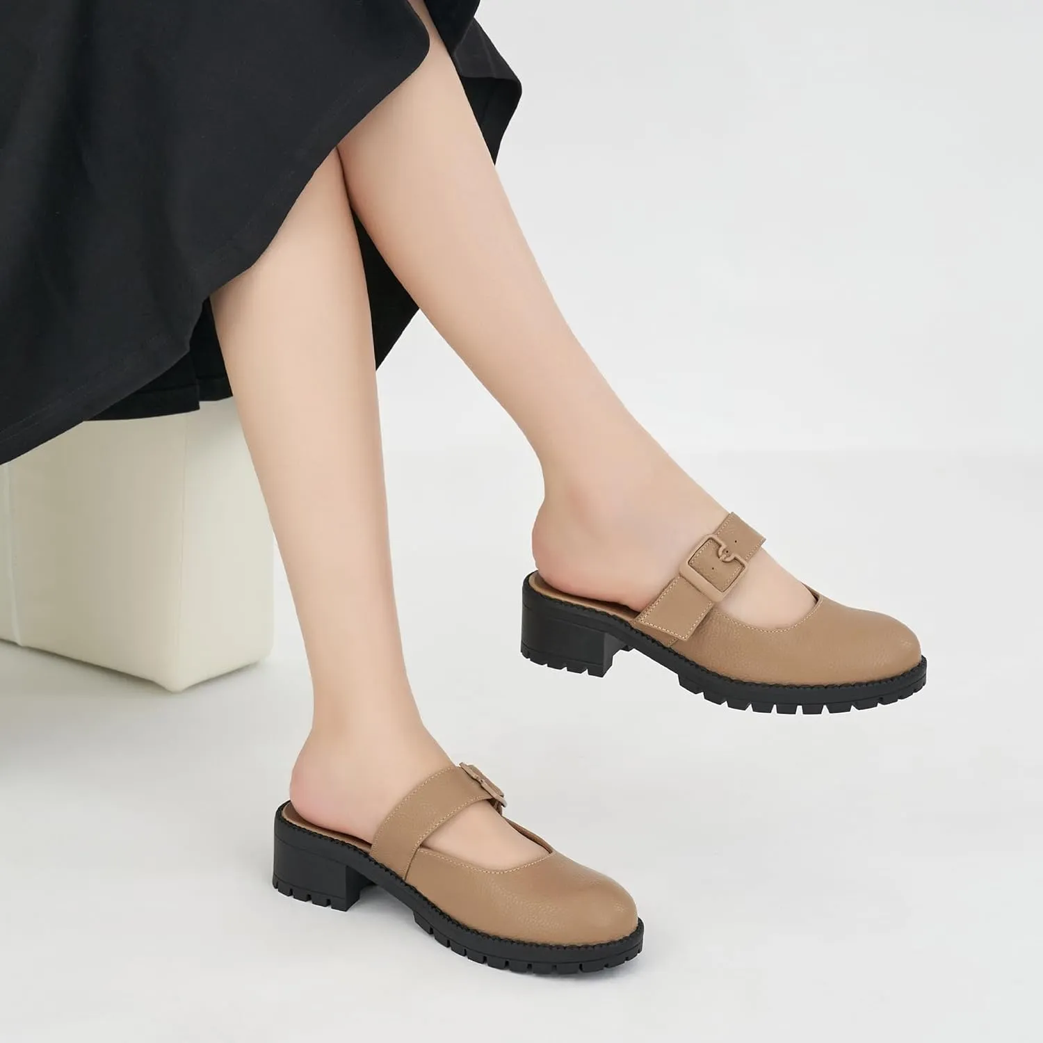 Alicegana Mules for Women Dressy Clogs: Comfort Platform Chunky Backless Mules Slip On Work Casual Loafers Slides Shoes