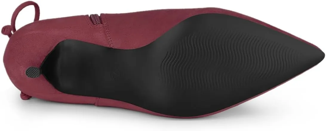 Allegra K Women's Pointed Toe Kitten Heel Ankle Booties