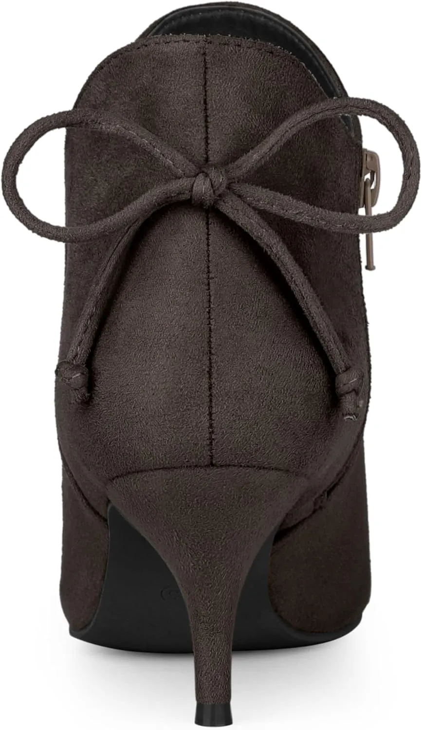 Allegra K Women's Pointed Toe Kitten Heel Ankle Booties