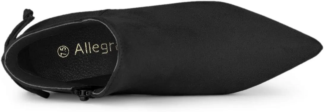 Allegra K Women's Pointed Toe Kitten Heel Ankle Booties