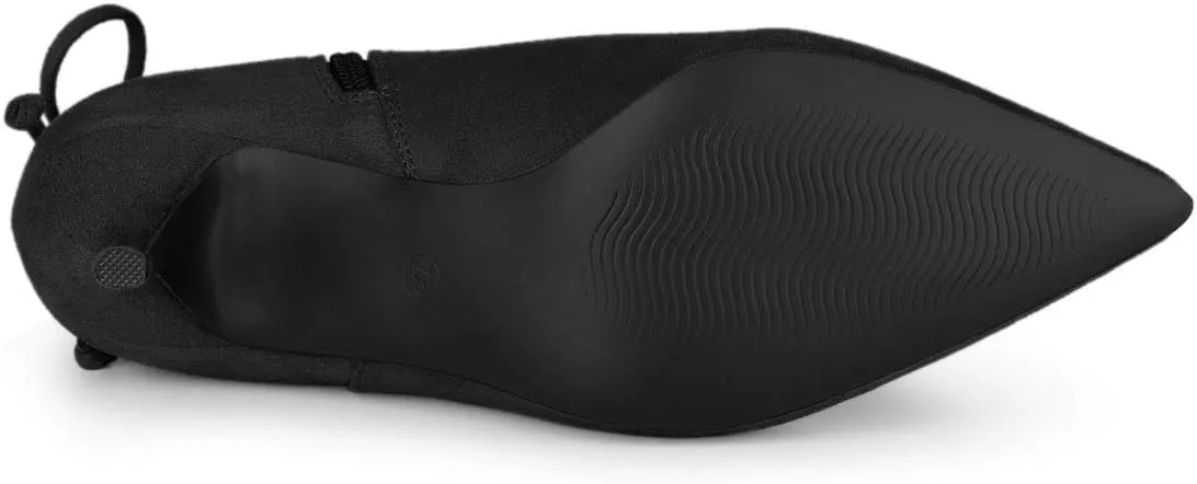 Allegra K Women's Pointed Toe Kitten Heel Ankle Booties