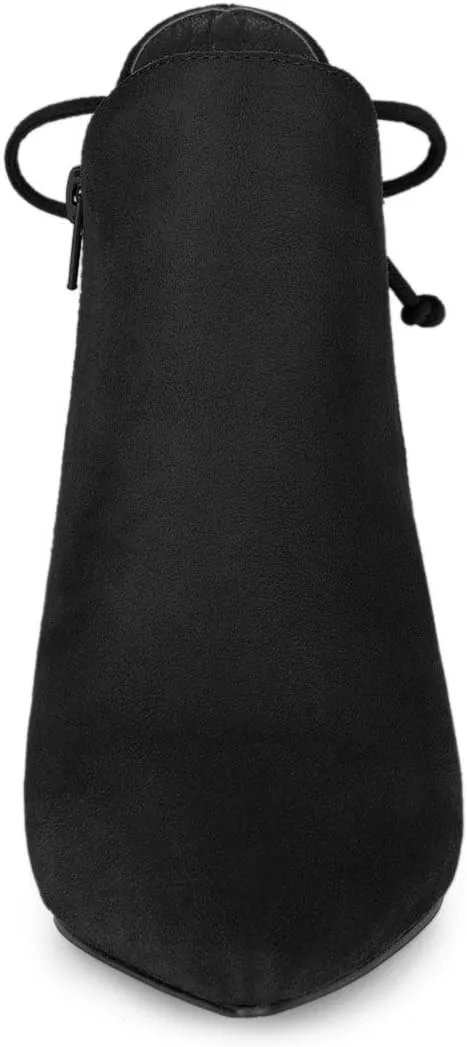 Allegra K Women's Pointed Toe Kitten Heel Ankle Booties