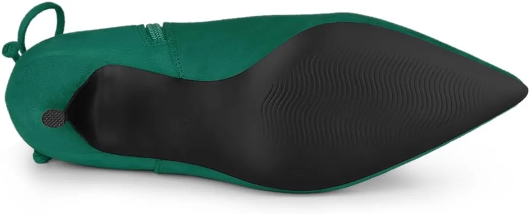 Allegra K Women's Pointed Toe Kitten Heel Ankle Booties