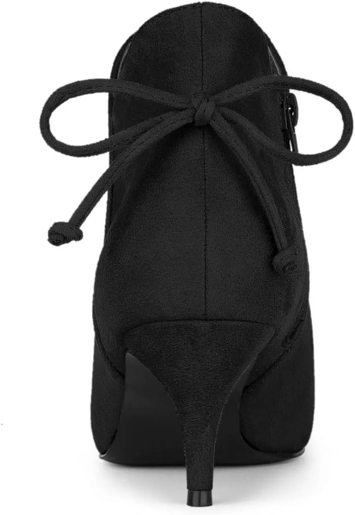 Allegra K Women's Pointed Toe Kitten Heel Ankle Booties