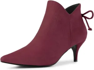 Allegra K Women's Pointed Toe Kitten Heel Ankle Booties
