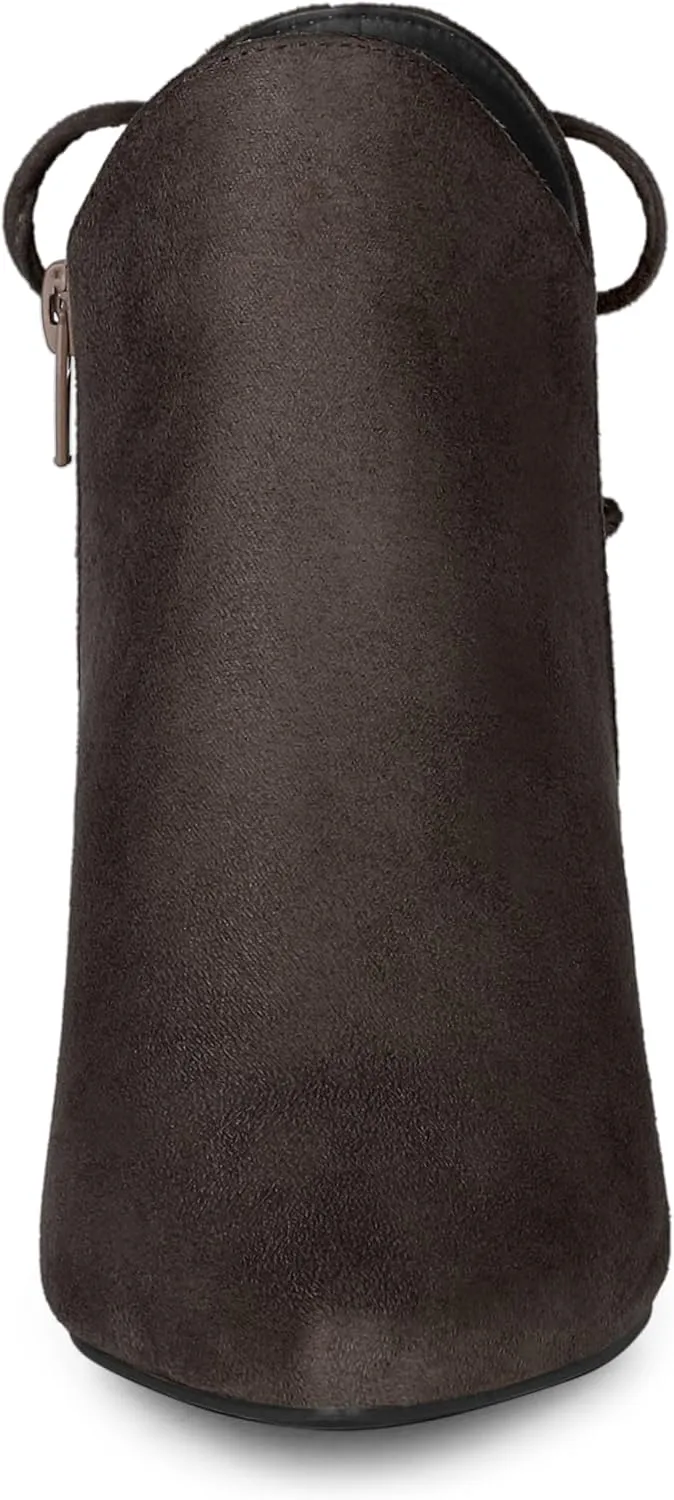 Allegra K Women's Pointed Toe Kitten Heel Ankle Booties