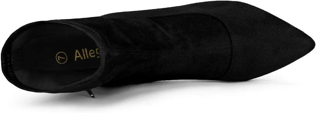 Allegra K Women's Pointy Toe Stretch Sock Stiletto Heels Ankle Boots