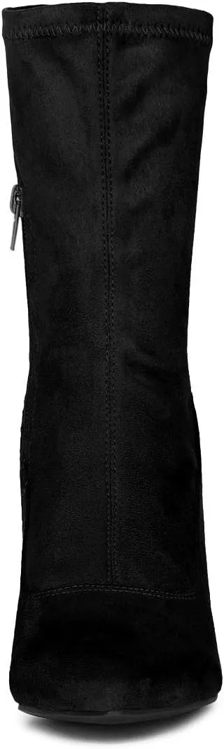 Allegra K Women's Pointy Toe Stretch Sock Stiletto Heels Ankle Boots