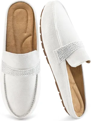 Almusen Mules for Women Flats Shoes: Comfortable Round Toe Slip on Walking Backless Mule Slides for Business Office