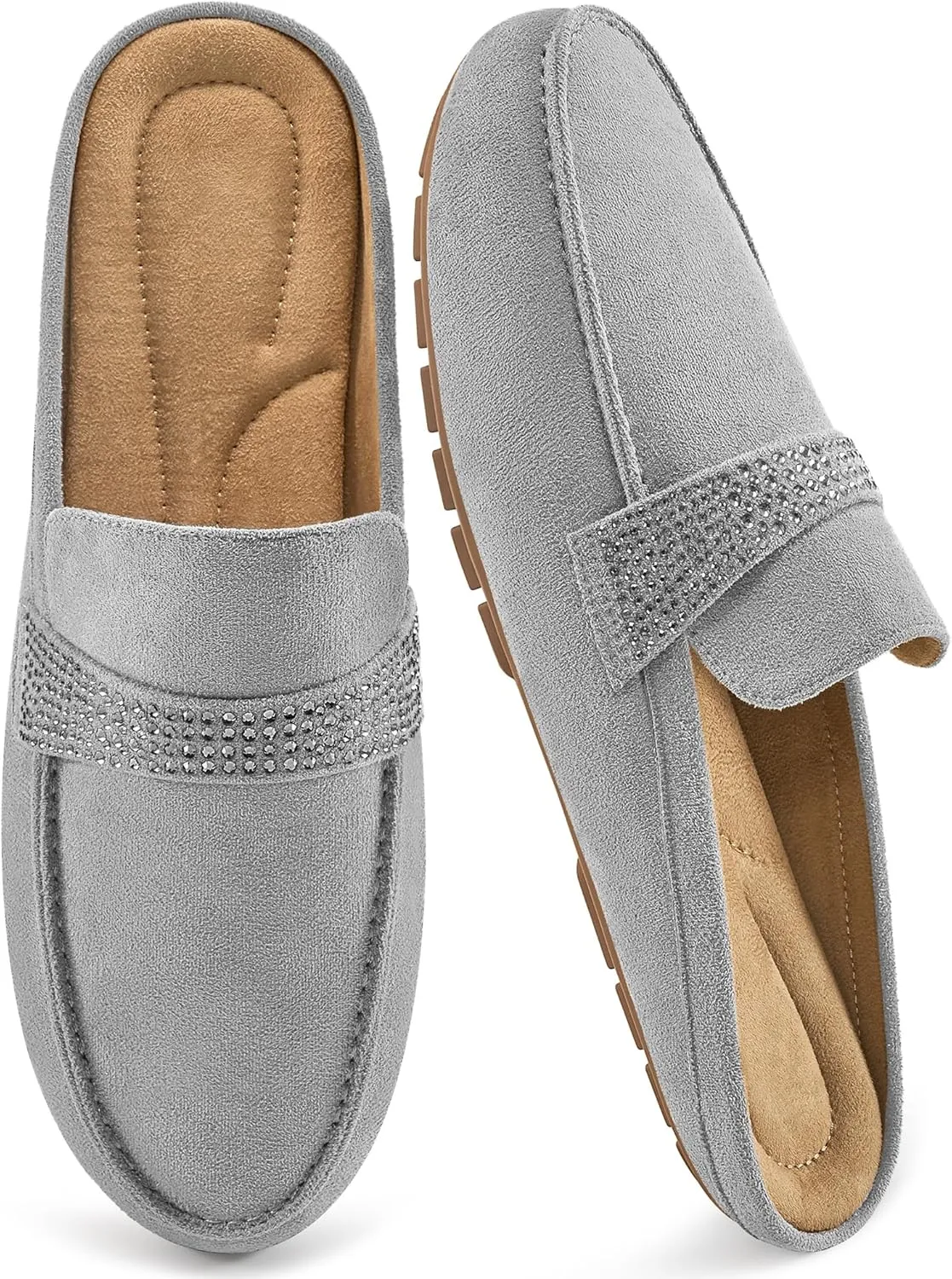Almusen Mules for Women Flats Shoes: Comfortable Round Toe Slip on Walking Backless Mule Slides for Business Office