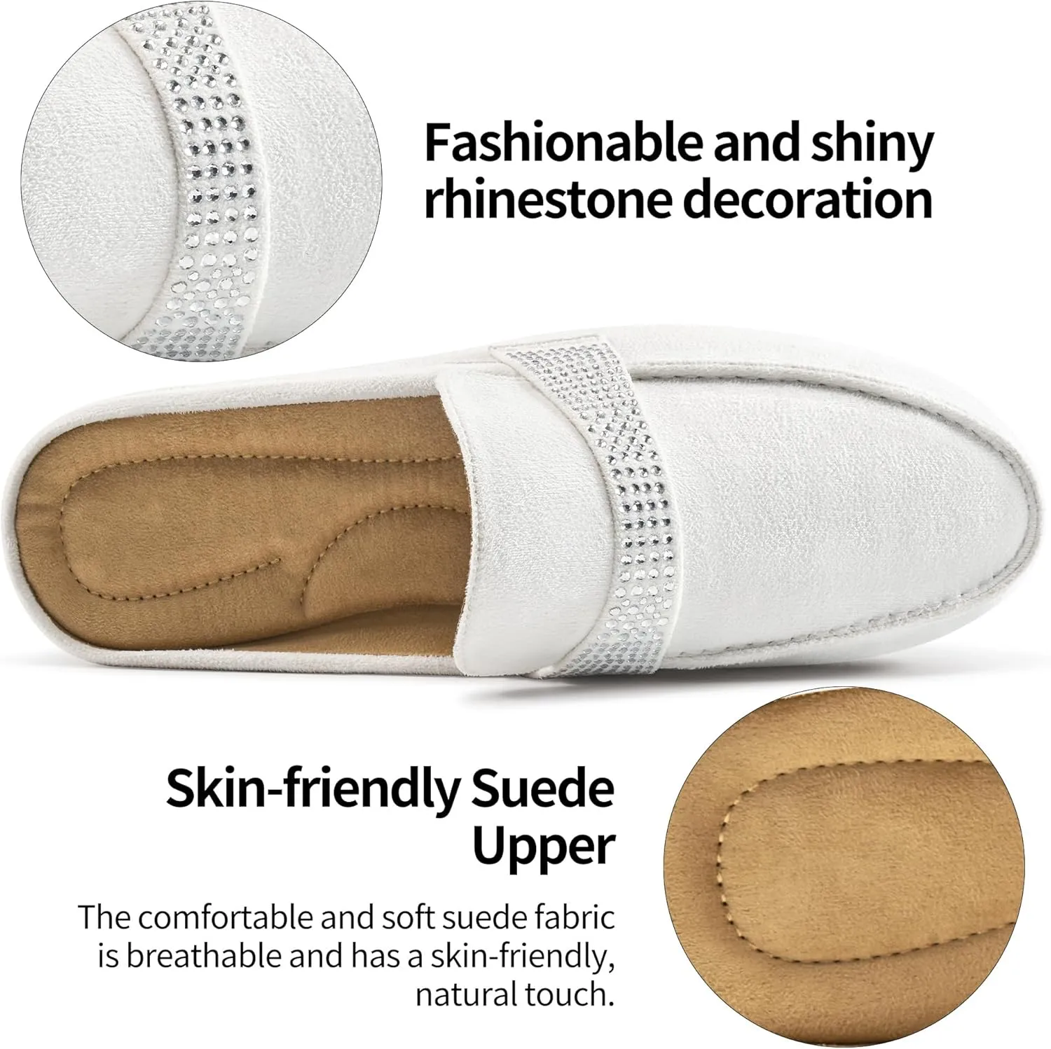 Almusen Mules for Women Flats Shoes: Comfortable Round Toe Slip on Walking Backless Mule Slides for Business Office