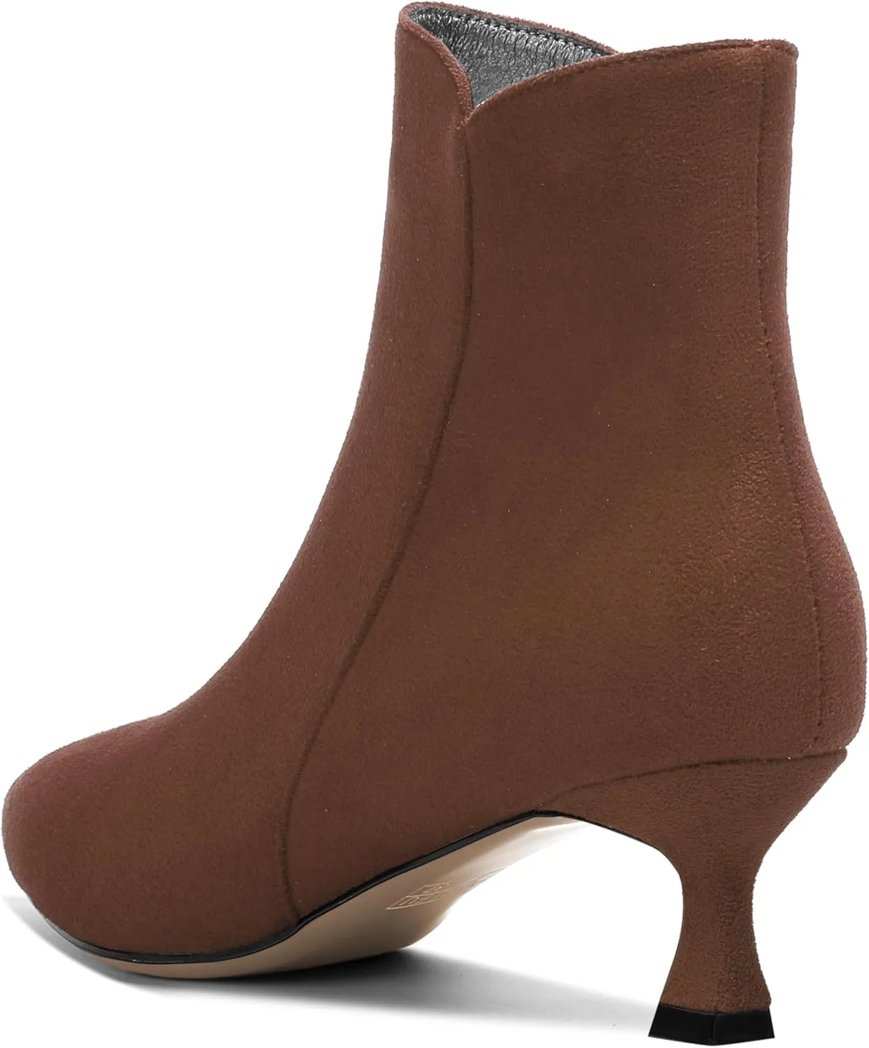 AMBELIGHT Womens Pointed Toe Suede Zip Fashion Solid Dating Kitten Low Heel Ankle High Boots 2 Inch