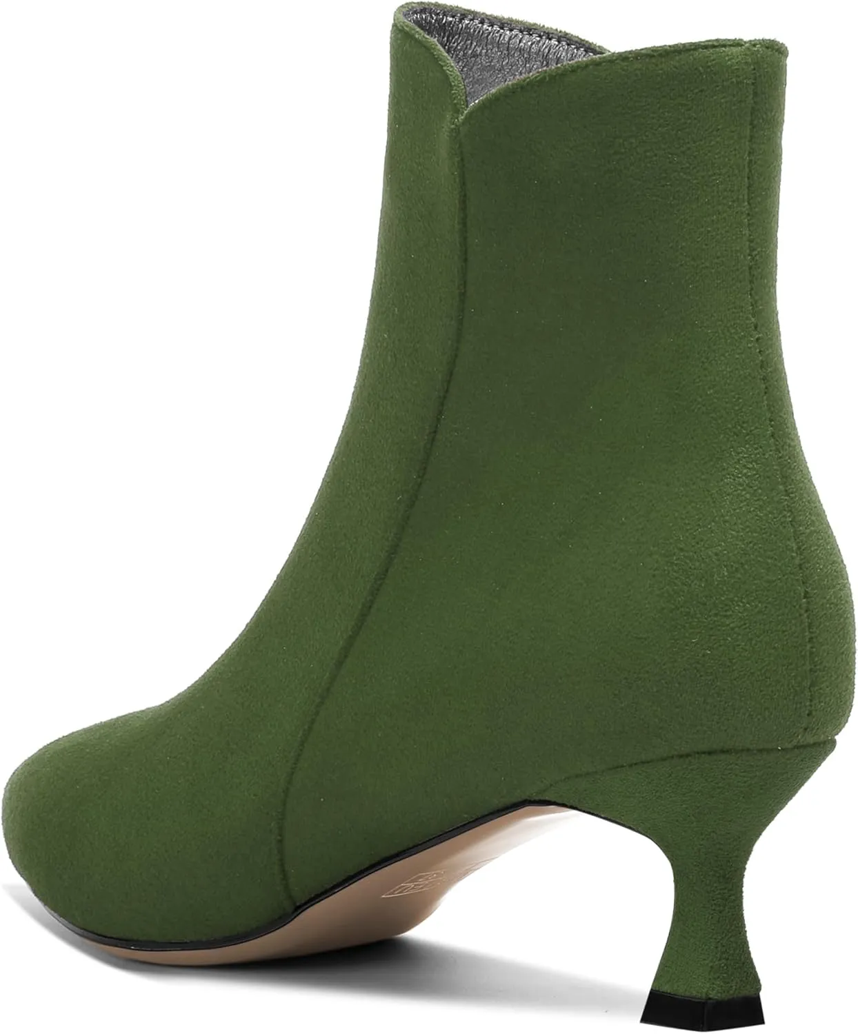 AMBELIGHT Womens Pointed Toe Suede Zip Fashion Solid Dating Kitten Low Heel Ankle High Boots 2 Inch