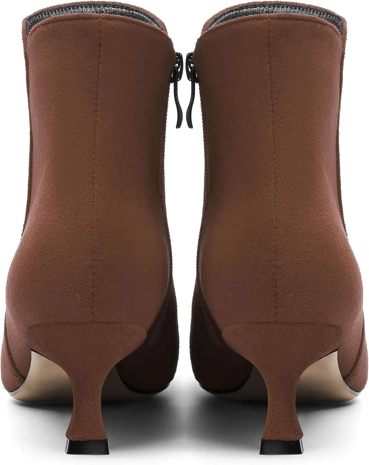 AMBELIGHT Womens Pointed Toe Suede Zip Fashion Solid Dating Kitten Low Heel Ankle High Boots 2 Inch