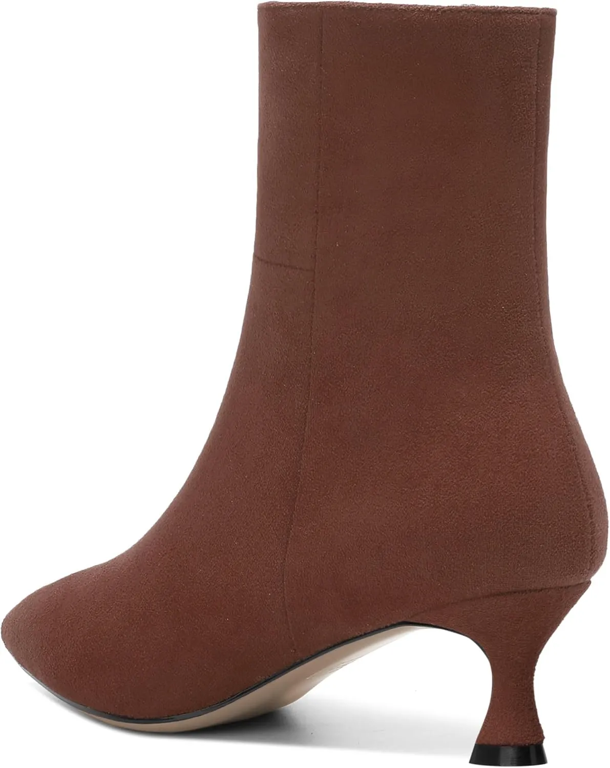 AMBELIGHT Womens Solid Casual Zip Suede Pointed Toe Business Kitten Low Heel Ankle High Boots 2 Inch
