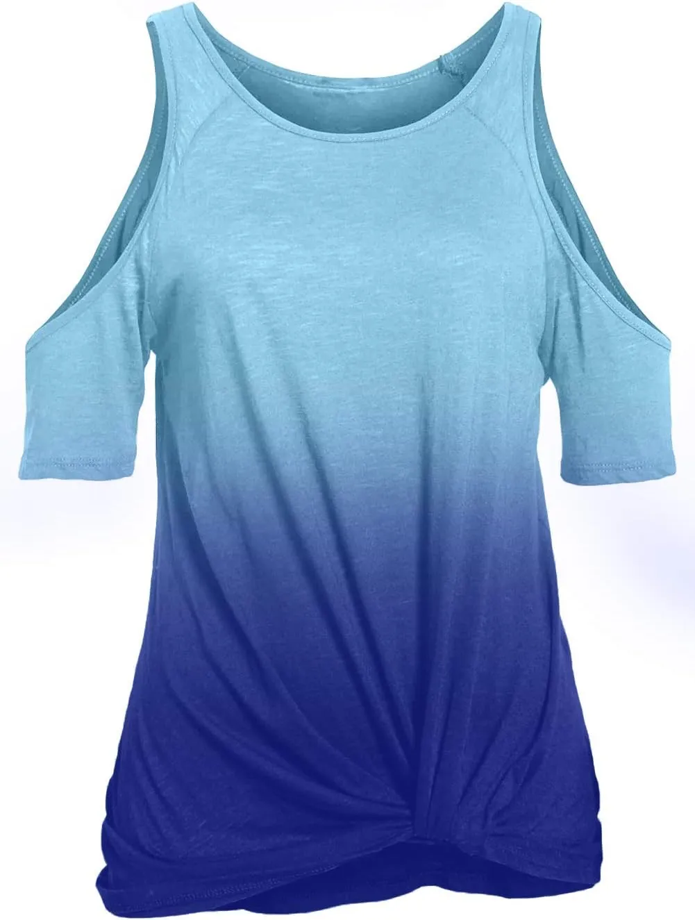 ANCAPELION Women’s Cold Shoulder Shirt Short Sleeve Round Neck T-Shirt Knot Twist Tee Blouse Casual Tops for Women