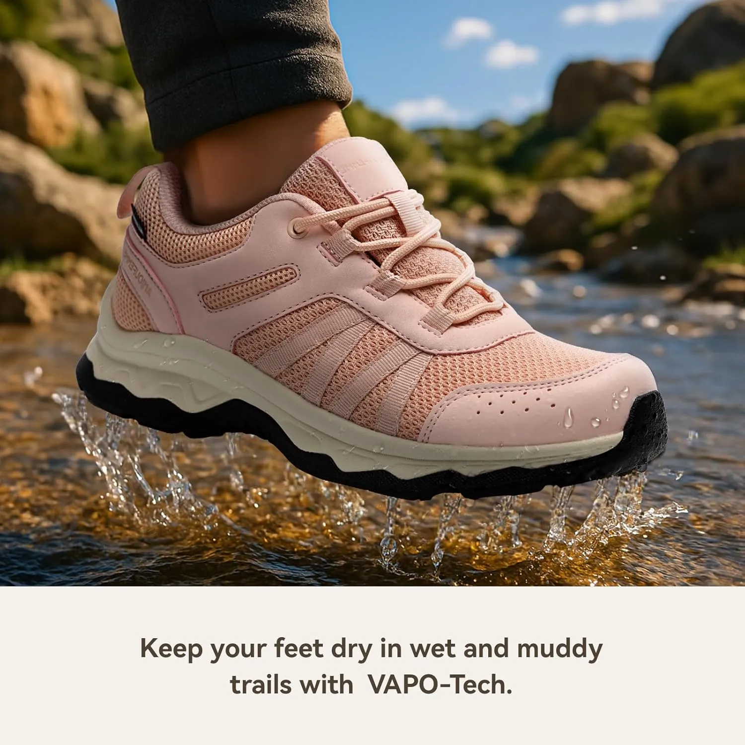 ANJOUFEMME Women's Waterproof Hiking Shoes Non Slip Sneakers Lightweight Tennis Shoes for Work Walking Running Trekking Trail Shoes