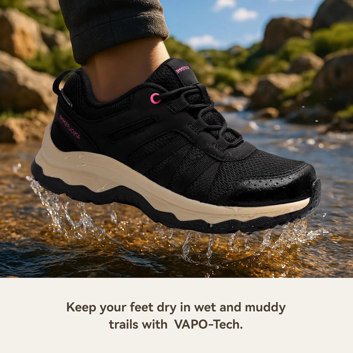 ANJOUFEMME Women's Waterproof Hiking Shoes Non Slip Sneakers Lightweight Tennis Shoes for Work Walking Running Trekking Trail Shoes