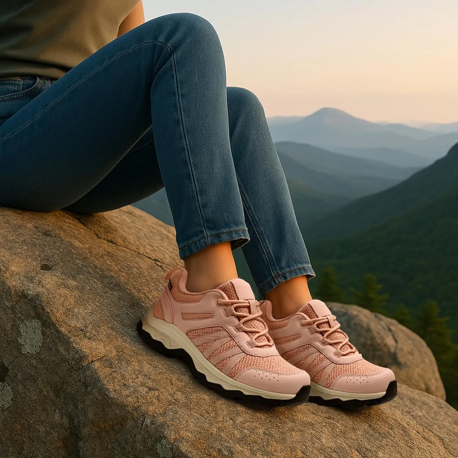 ANJOUFEMME Women's Waterproof Hiking Shoes Non Slip Sneakers Lightweight Tennis Shoes for Work Walking Running Trekking Trail Shoes