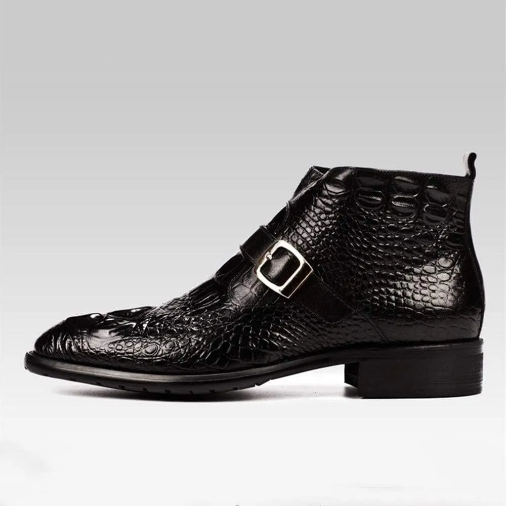 Ankle Boots For Men Men Round Toe Zip Ankle Boots Holiday Office For Show Pure Genuine Leather The First Layer Of Cowhide