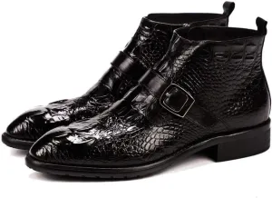 Ankle Boots For Men Men Round Toe Zip Ankle Boots Holiday Office For Show Pure Genuine Leather The First Layer Of Cowhide