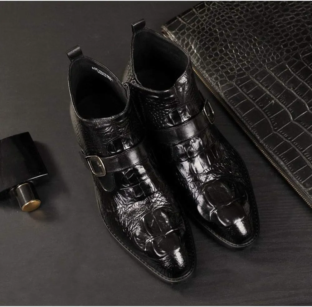 Ankle Boots For Men Men Round Toe Zip Ankle Boots Holiday Office For Show Pure Genuine Leather The First Layer Of Cowhide