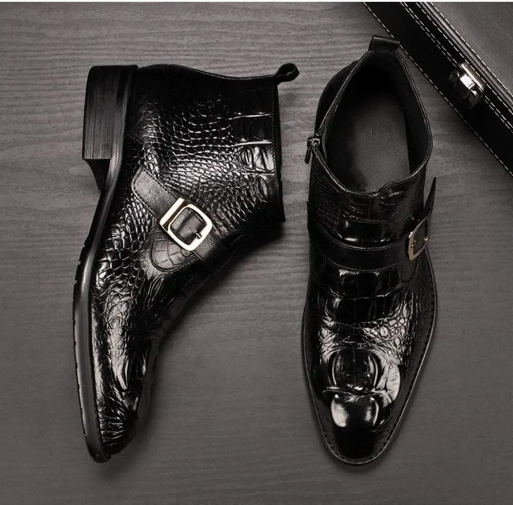 Ankle Boots For Men Men Round Toe Zip Ankle Boots Holiday Office For Show Pure Genuine Leather The First Layer Of Cowhide