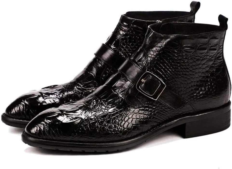 Ankle Boots For Men Men Round Toe Zip Ankle Boots Holiday Office For Show Pure Genuine Leather The First Layer Of Cowhide