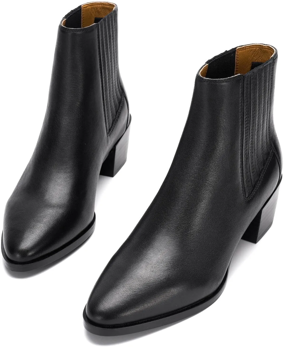 Ankle Boots for Women with Low Heel - Elevate Your Style with All-Imported Cowhide LEATHER, Elastic Opening, and 2-inch Heel Height - Perfect Blend of Comfort and Fashion