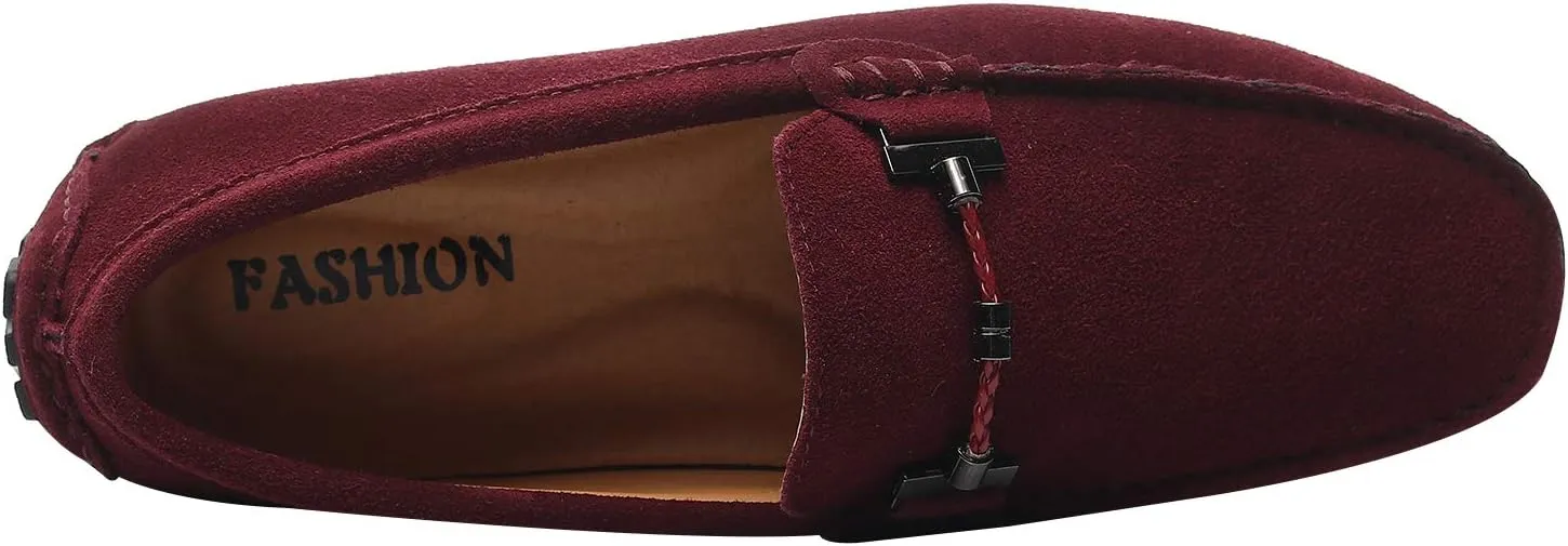 ANUFER Mens Elegant Buckle Loafers Comfort Suede Driving Shoes Stylish Moccasin Slippers