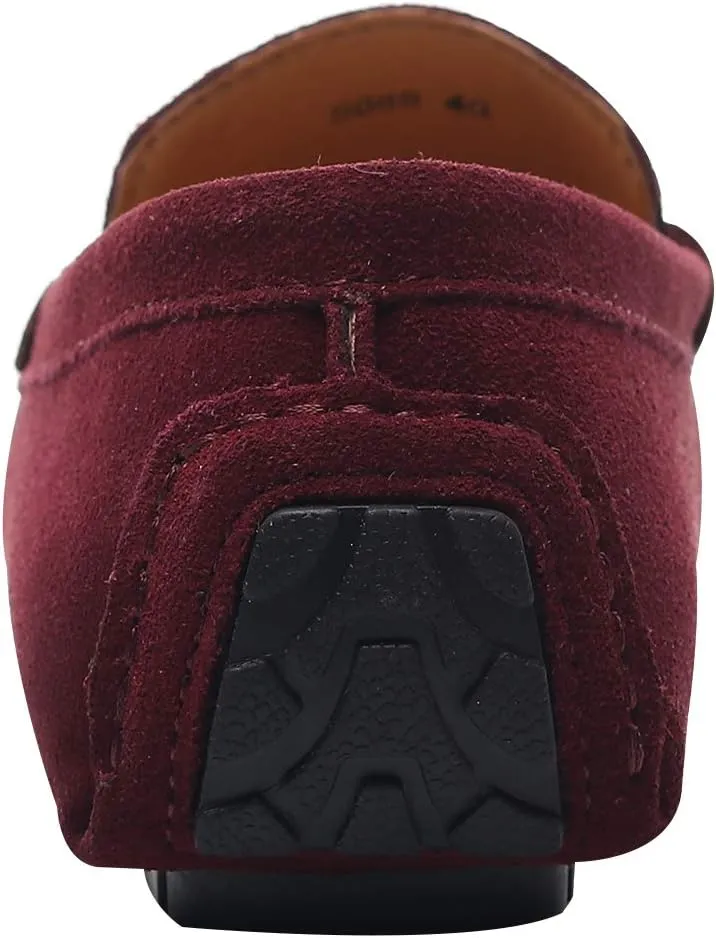 ANUFER Mens Elegant Buckle Loafers Comfort Suede Driving Shoes Stylish Moccasin Slippers
