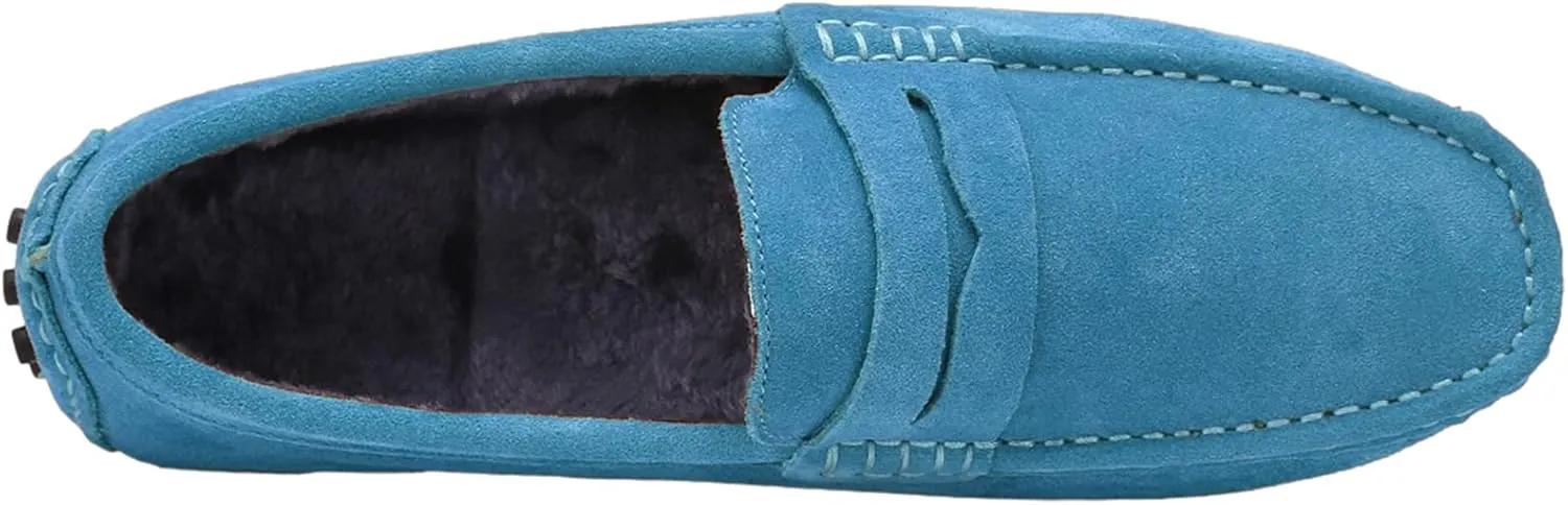 ANUFER Men's Suede Leather Penny Loafers Comfort Driving Shoes Moccasin Slippers