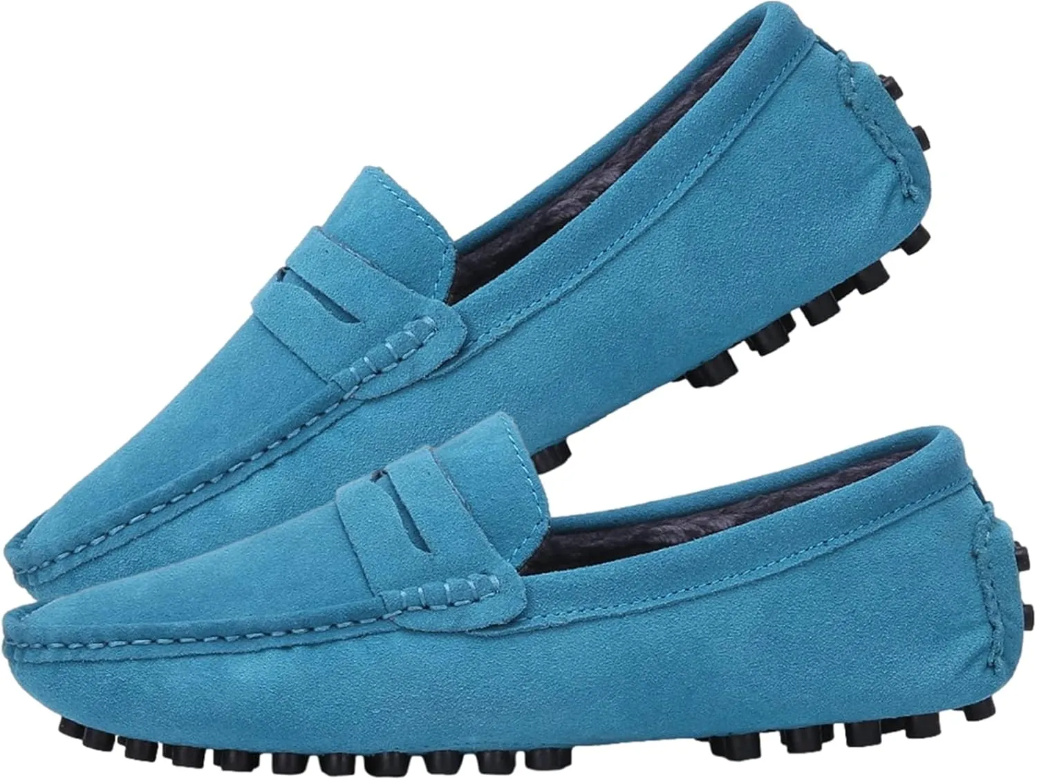 ANUFER Men's Suede Leather Penny Loafers Comfort Driving Shoes Moccasin Slippers