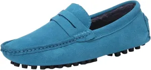 ANUFER Men's Suede Leather Penny Loafers Comfort Driving Shoes Moccasin Slippers