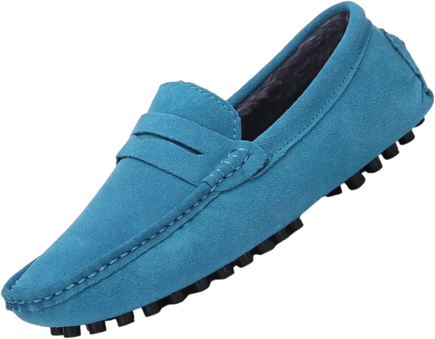 ANUFER Men's Suede Leather Penny Loafers Comfort Driving Shoes Moccasin Slippers
