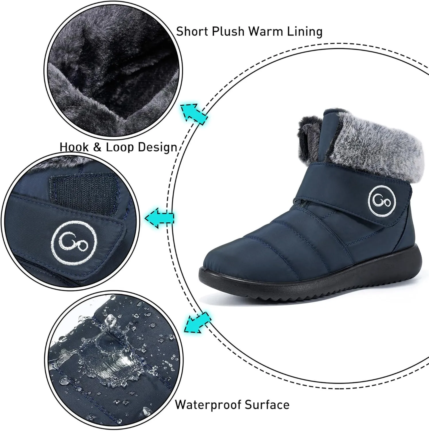 Aomigoct Women Winter Snow Boots: Fur Lined Warm Slip On Boots for Women Waterproof Booties Comfortable Outdoor