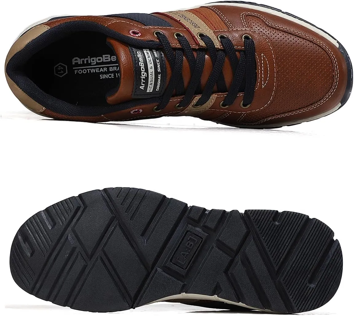 ARRIGO BELLO Men Shoes Casual Sneakers Fashion Low-Top Leather Non-Slip Walking Trainers Size 8-12