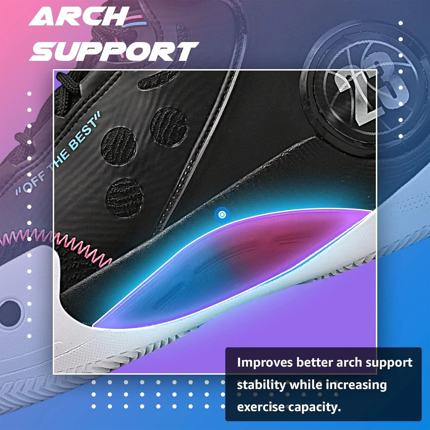 ASHION Men's Basketball Shoes Fashion Breathable Non Slip Sneakers Mens Arch Support Running Sport Shoes